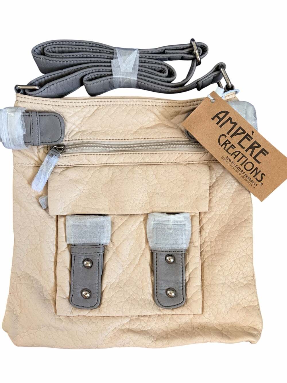 Ampere Creations Vegan Leather Two-Tone Multi-Pocket Crossbody Bag
